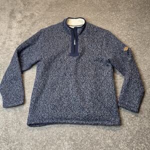 Orvis Fleece Jacket Mens M Classic Collection Sherpa Lined Blue Pullover 1/4 Zip